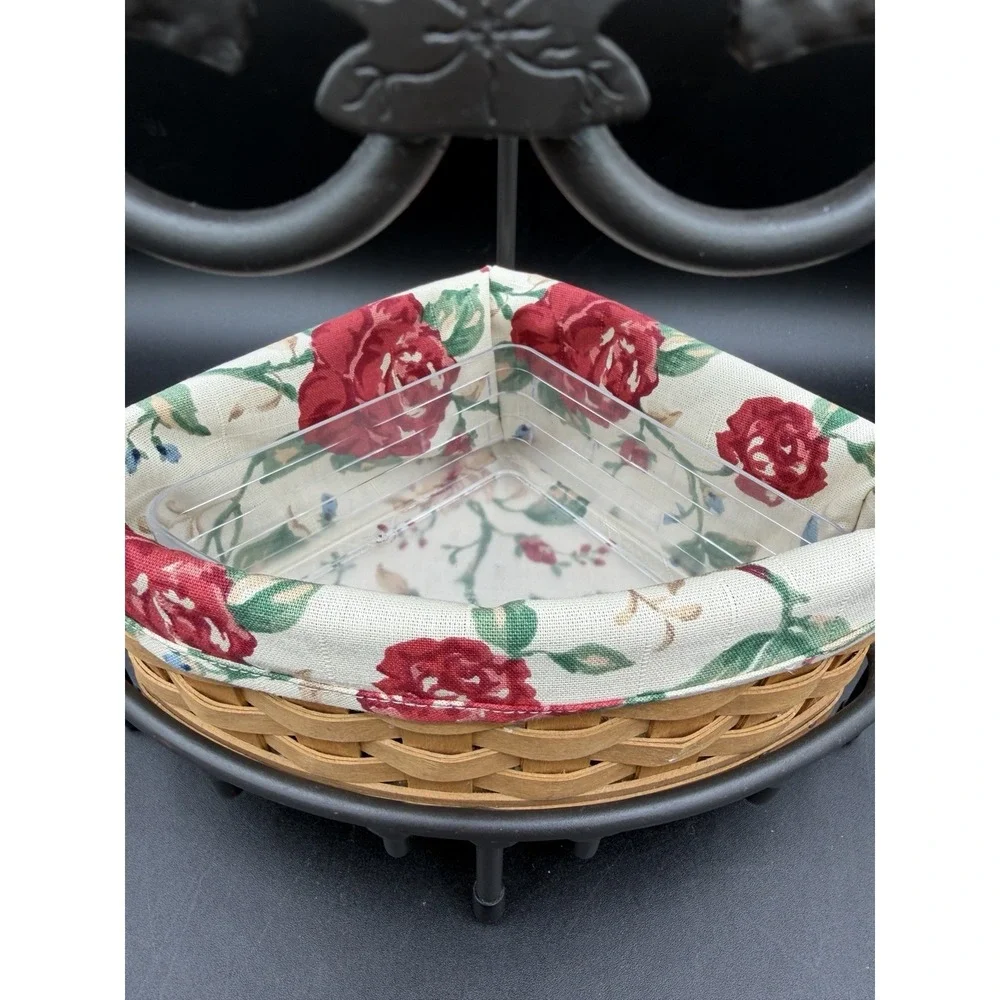 🧺Longaberger 2003 Wrought Iron Corner Stand w/2 Small Corner Basket Combos